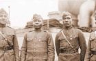 World War 1: US Army's segregated 366th Infantry Officers: Abbott, Lowe, Fisher, White. National Archives